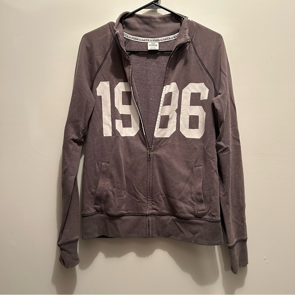 PINK Victoria's Secret Gray Zip-Up Hoodie